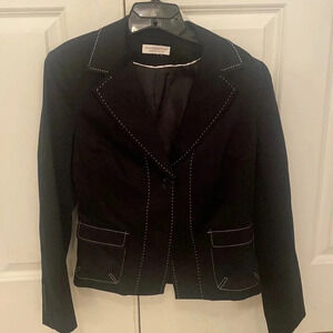 Worthington black and white stitched blazer medium